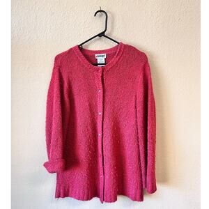 Vintage 1990's National fuzzy red knit cardigan size M